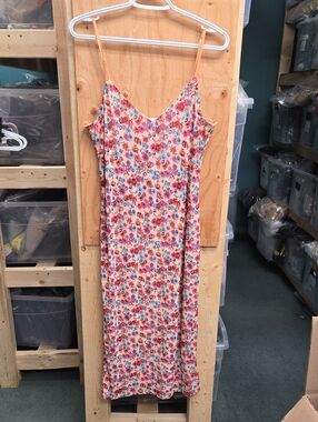 AFRM Size XL Orange Blue Floral Print Midi Dress